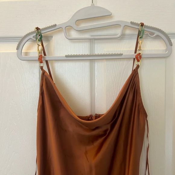 Jason Wu Satin Cowl Neck Chain Straps Dress - Picture 3 of 5